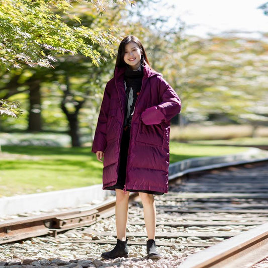 Women Hoody Windbreaker Winter Long Coat