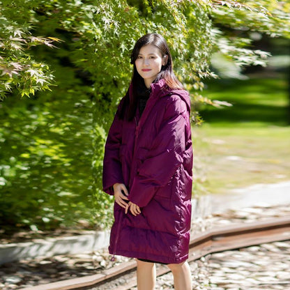 Women Hoody Windbreaker Winter Long Coat
