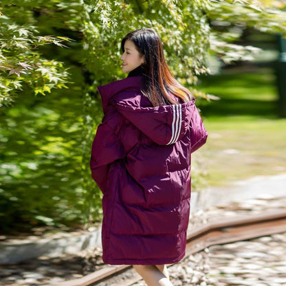 Women Hoody Windbreaker Winter Long Coat