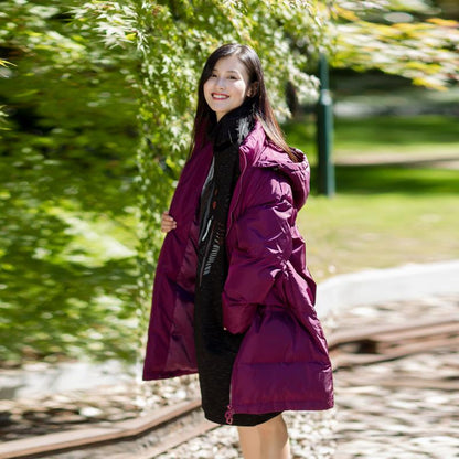 Women Hoody Windbreaker Winter Long Coat