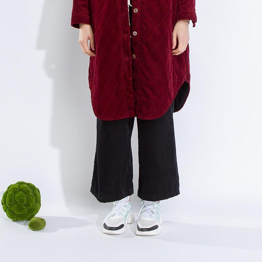 Women Elastic Waist Corduroy Winter Loose Pants