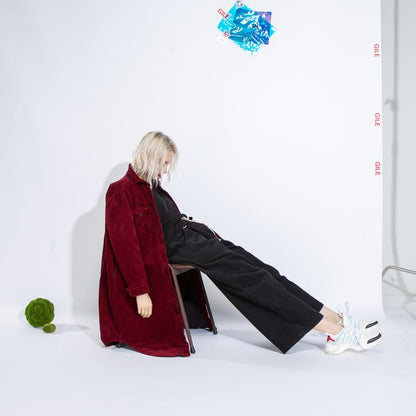 Women Elastic Waist Corduroy Winter Loose Pants