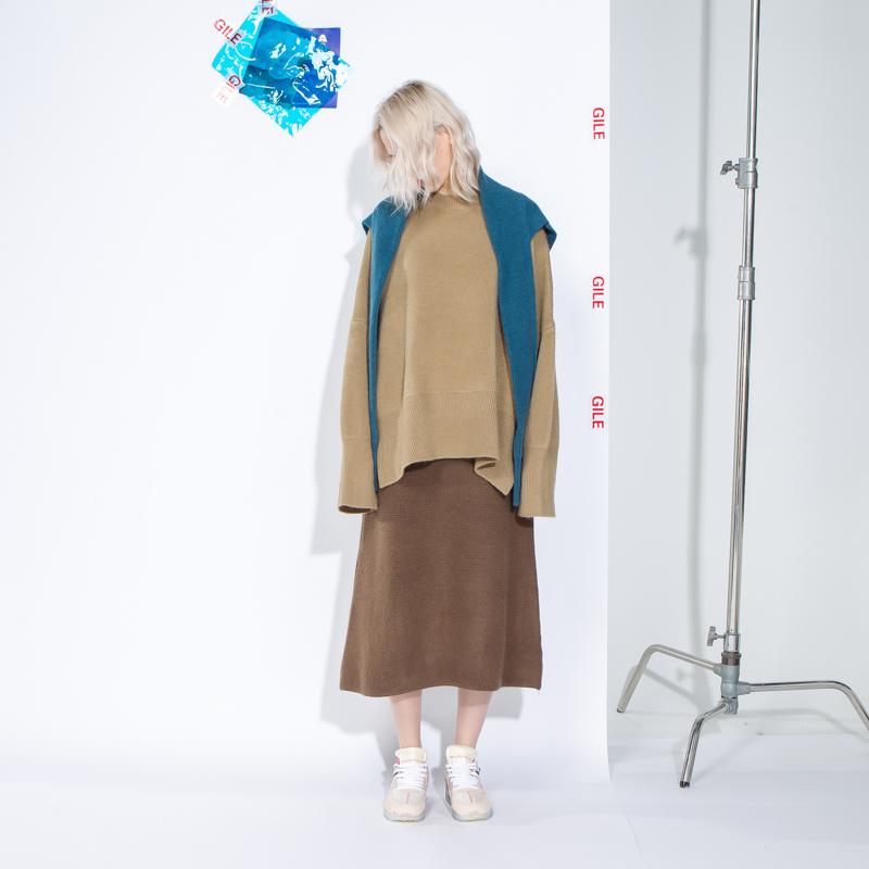 Wool Elastic Waist Women Winter Skirt