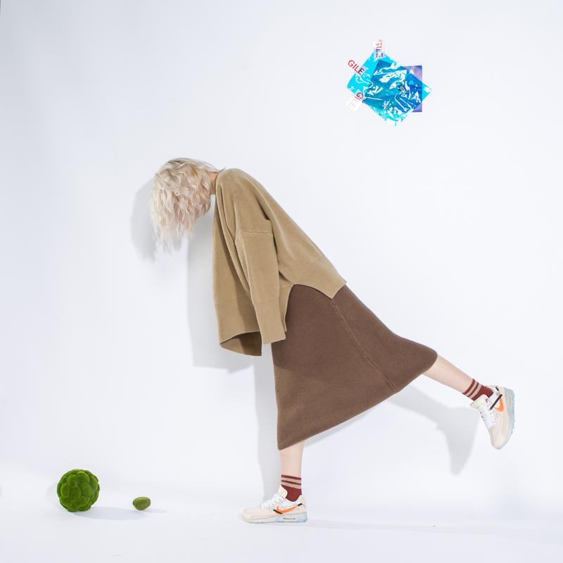 Wool Elastic Waist Women Winter Skirt