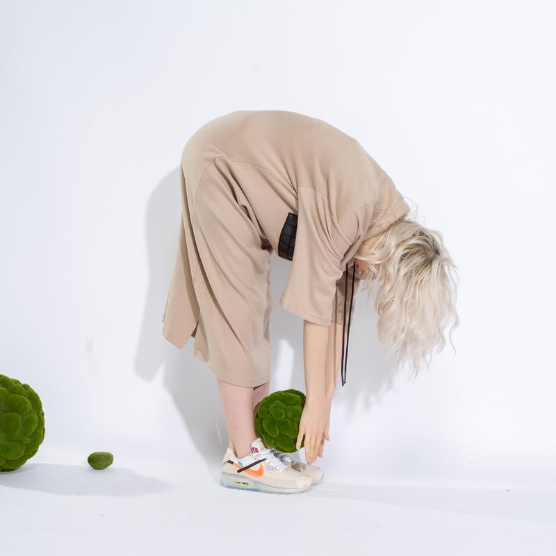 Knitting Patchwork Hoody Midi Loose Dress