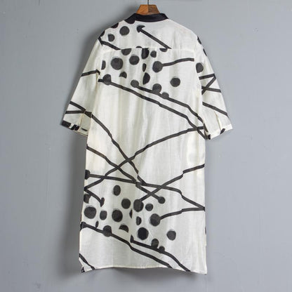 High-low Hem Three-quarter Sleeve Slit White Dress