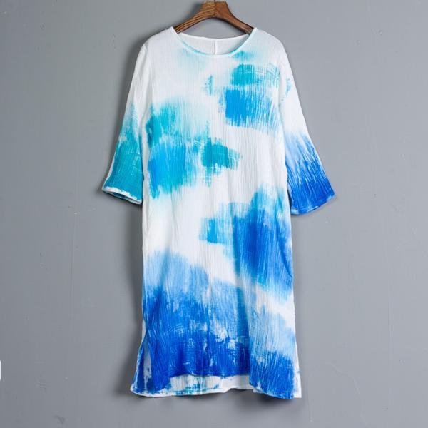 Summer Three-quarter Sleeve Slit Casual Dress