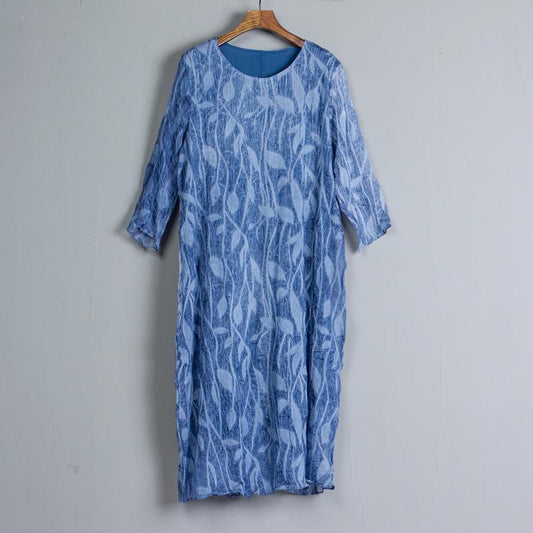 Half Sleeve Summer Casual Blue Fake Two-piece Dress