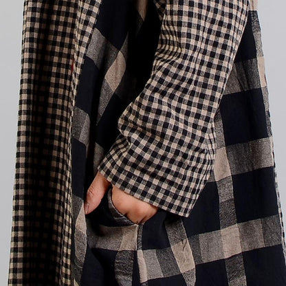 Different Colored Plaid V-Neck Retro Dress