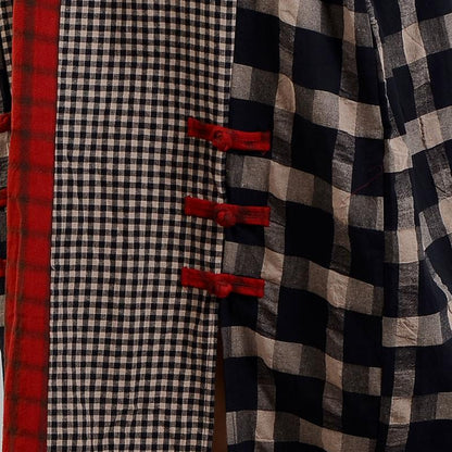 Different Colored Plaid V-Neck Retro Dress