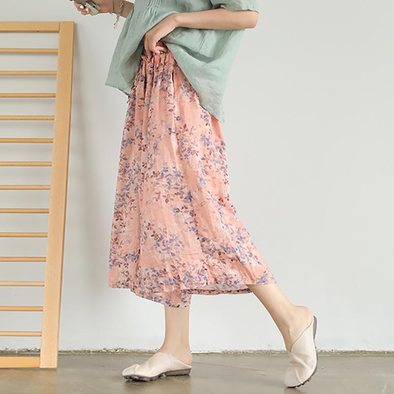 Digital Printed Retro Loose Wide Leg Pants