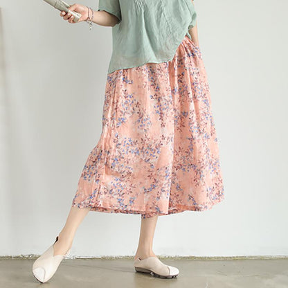 Digital Printed Retro Loose Wide Leg Pants
