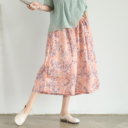 Digital Printed Retro Loose Wide Leg Pants