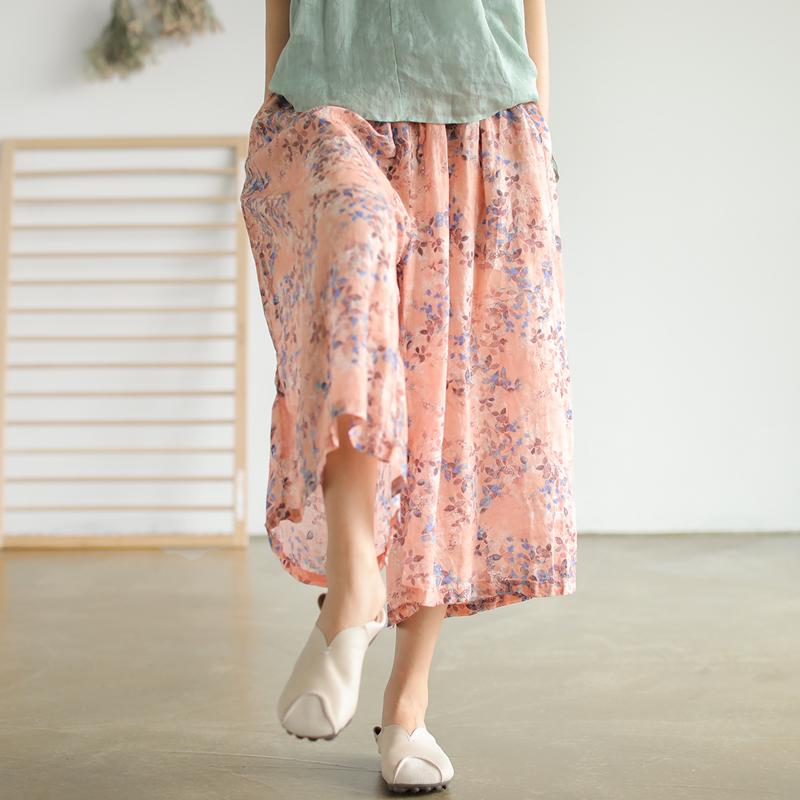 Digital Printed Retro Loose Wide Leg Pants