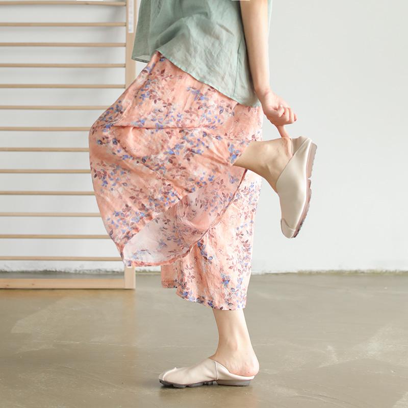 Digital Printed Retro Loose Wide Leg Pants