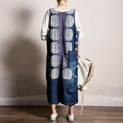 Dots Printed Frayed Loose Suspender Dress