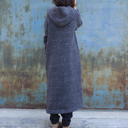 Plus Size - Double Breasted Pure Color Warm Overcoat