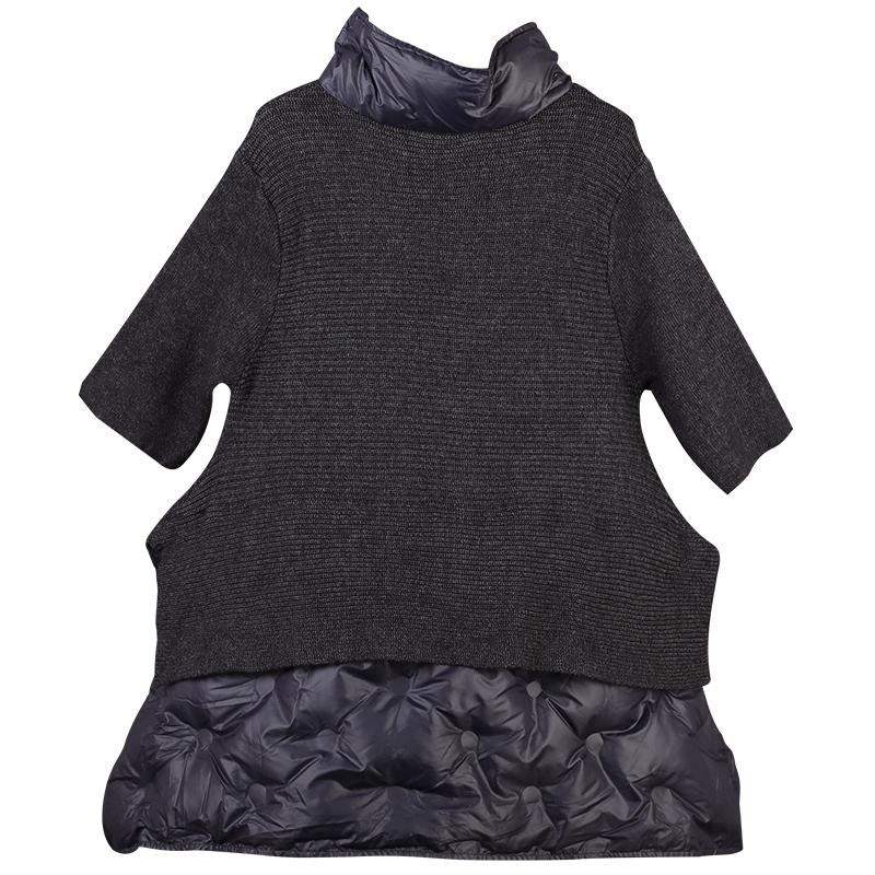 Down Stitching Knit Fake Two-piece Dress