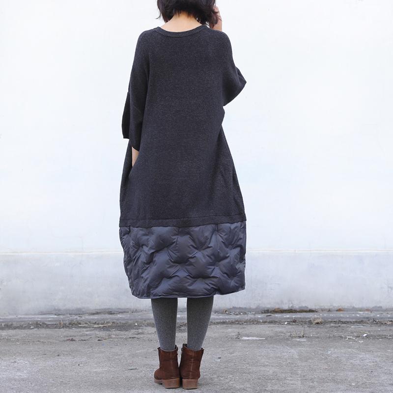 Down Stitching Knit Fake Two-piece Dress