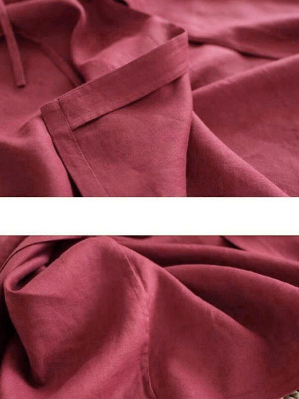 Drawstring Pleated Pure Color Plus Size Dress