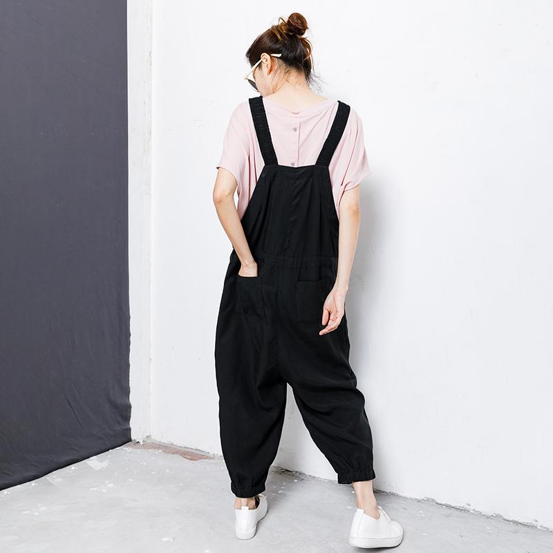 Drawstring Pure Color Loose Casual Jumpsuit
