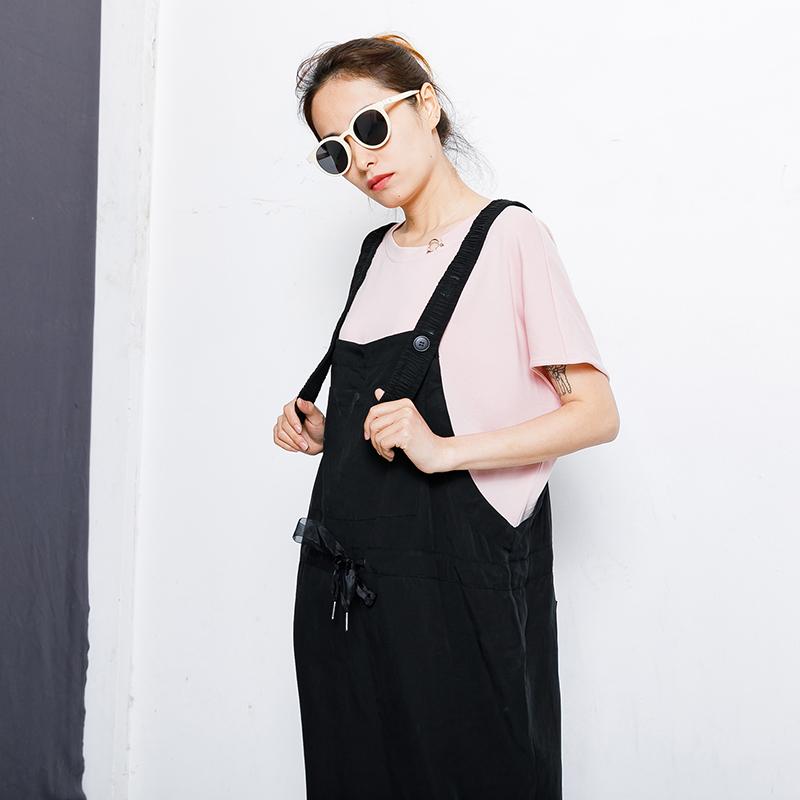 Drawstring Pure Color Loose Casual Jumpsuit