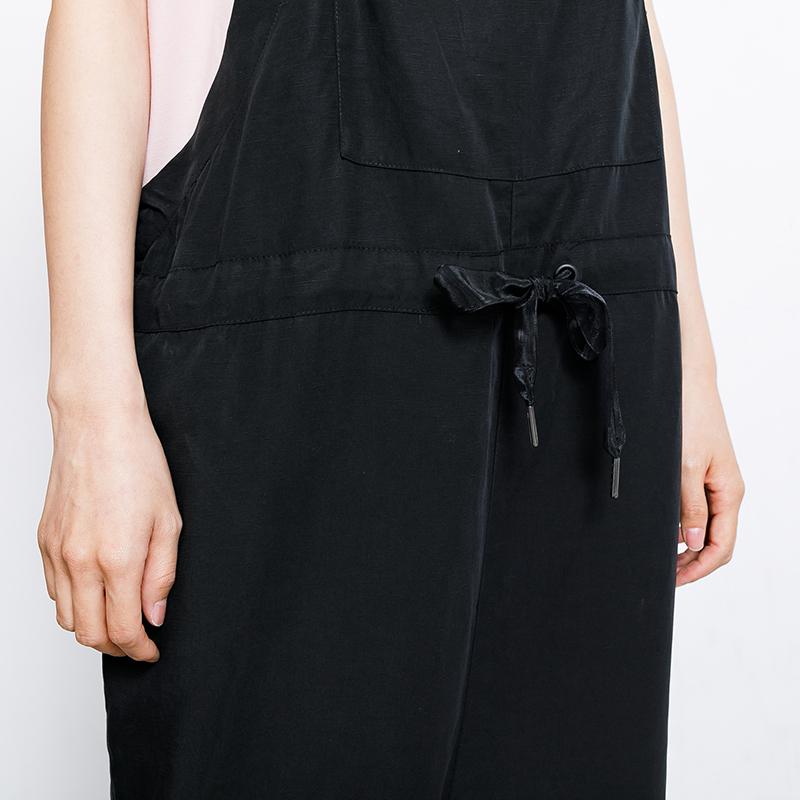 Drawstring Pure Color Loose Casual Jumpsuit
