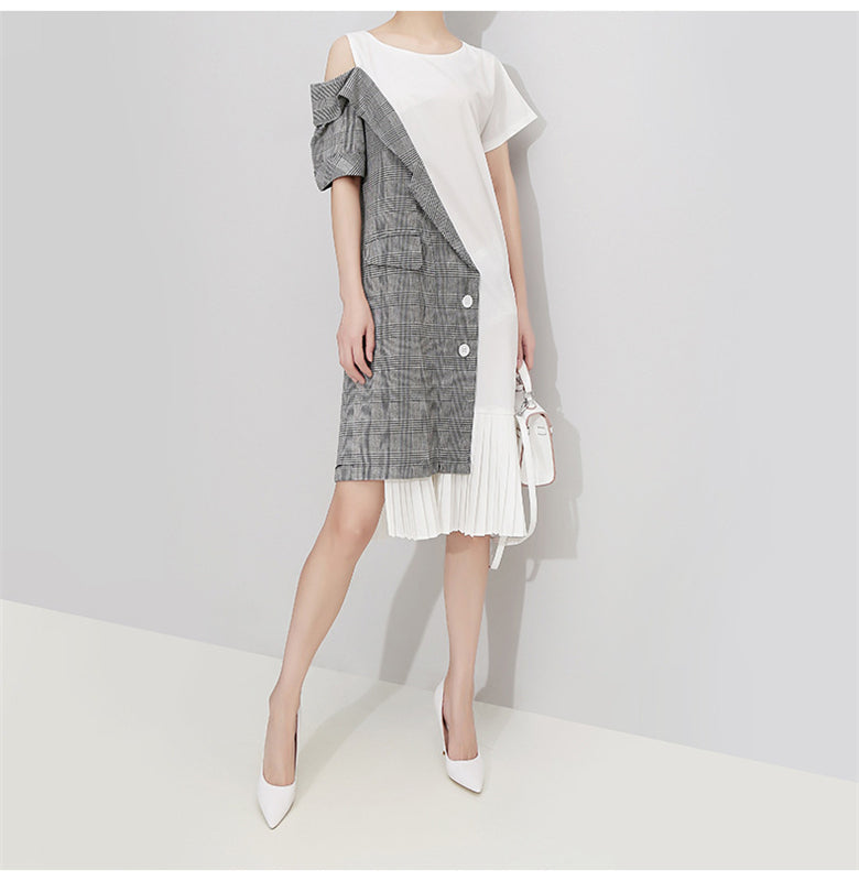 Elegant Split-joint Cropped Dress