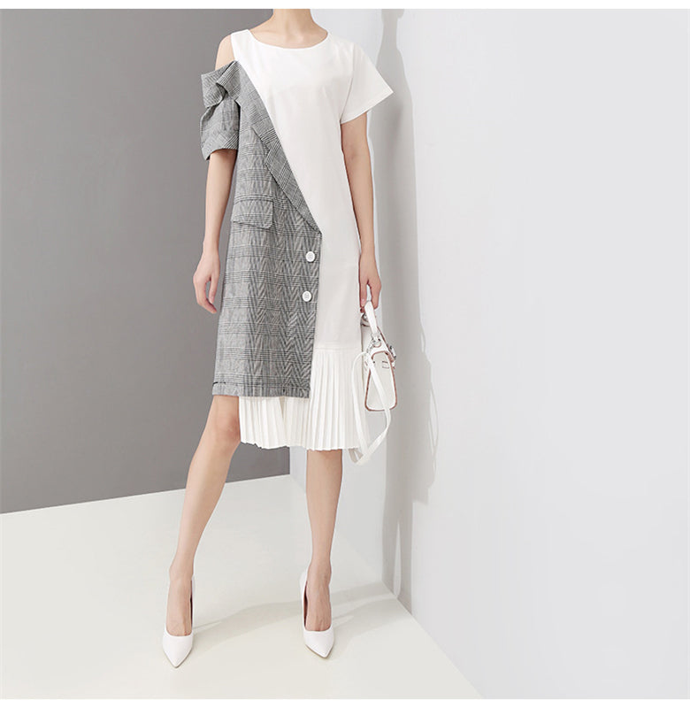Elegant Split-joint Cropped Dress