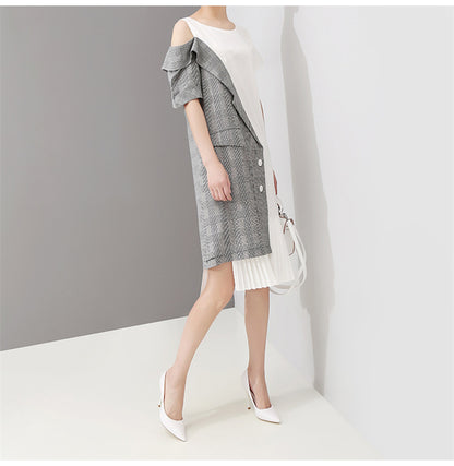 Elegant Split-joint Cropped Dress