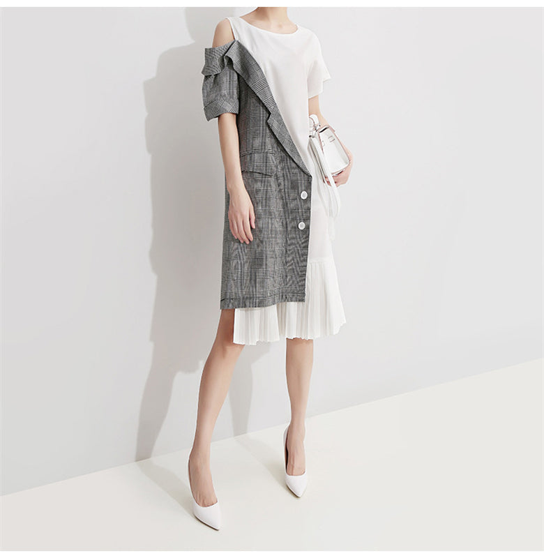Elegant Split-joint Cropped Dress