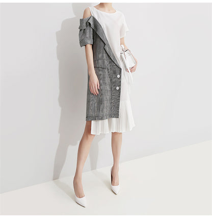 Elegant Split-joint Cropped Dress