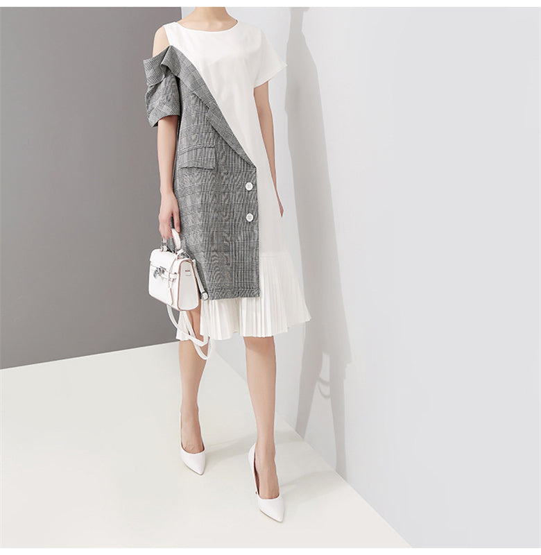 Elegant Split-joint Cropped Dress