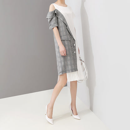 Elegant Split-joint Cropped Dress