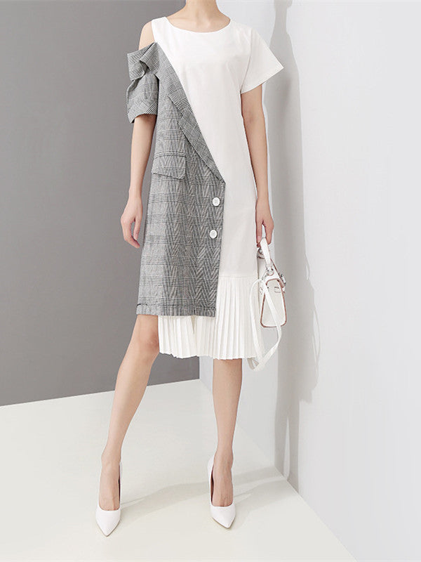 Elegant Split-joint Cropped Dress