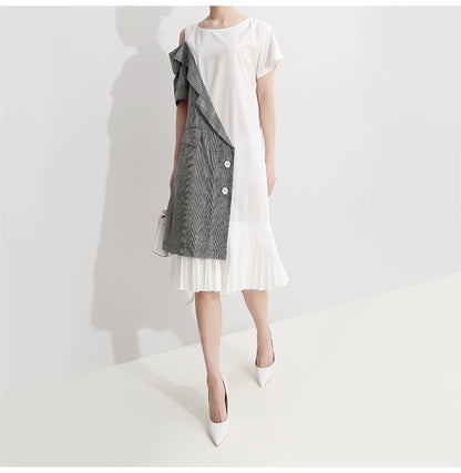 Elegant Split-joint Cropped Dress