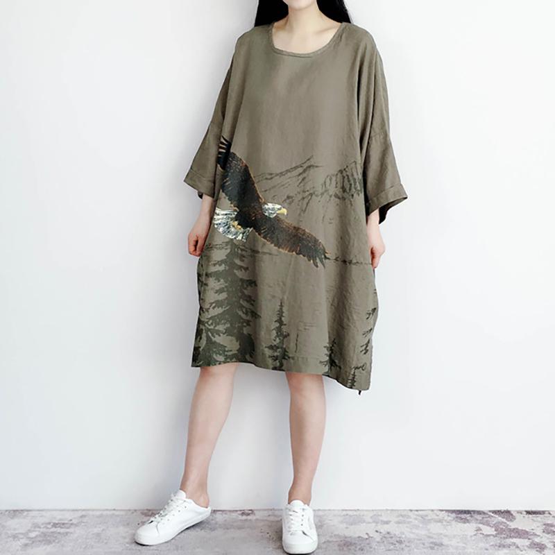 Eagle Soaring Ink Painting Loose Dress
