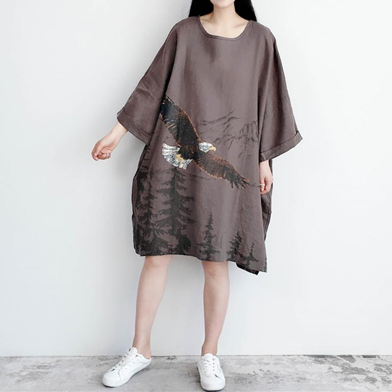 Eagle Soaring Ink Painting Loose Dress