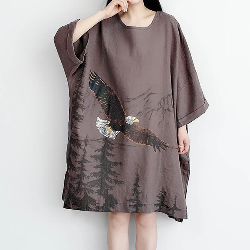 Eagle Soaring Ink Painting Loose Dress