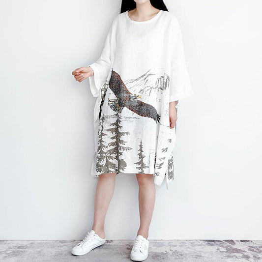 Eagle Soaring Ink Painting Loose Dress