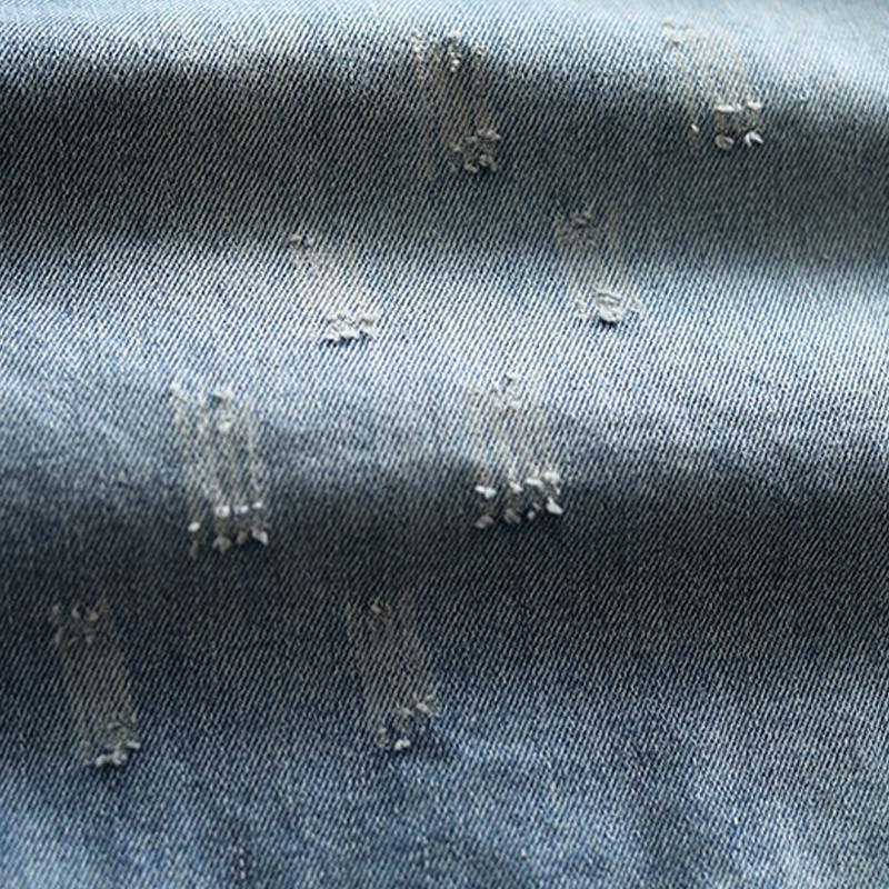 Elastic Waist Knee Length Hole Jeans