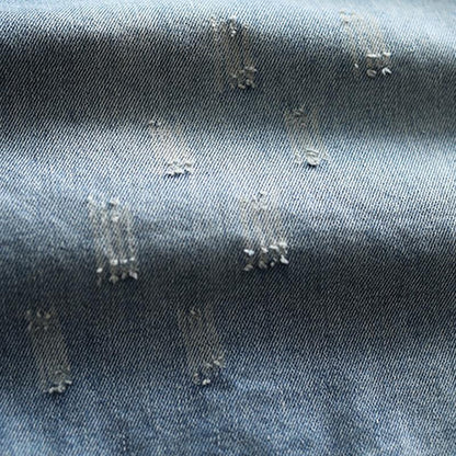 Elastic Waist Knee Length Hole Jeans