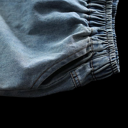 Elastic Waist Knee Length Hole Jeans