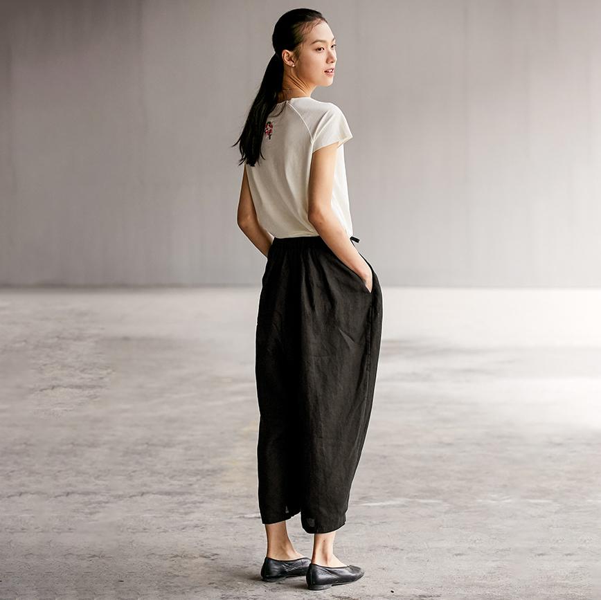 Elastic Waist Plus Size Black Wide Leg Pants
