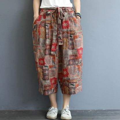 Elastic Waist Printed Loose Harem Pants
