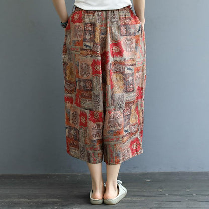 Elastic Waist Printed Loose Harem Pants
