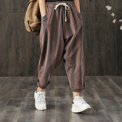 Elastic Waist Striped Casual Harem Pants