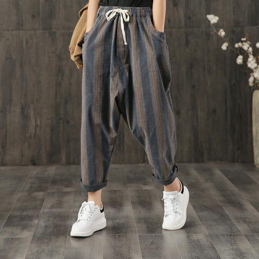 Elastic Waist Striped Casual Harem Pants