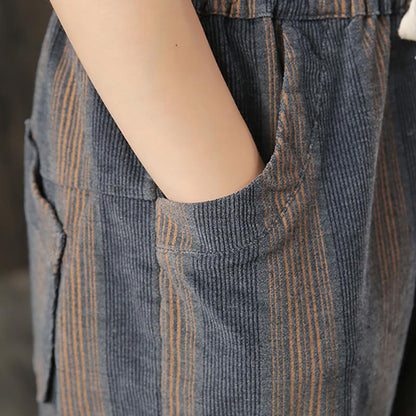 Elastic Waist Striped Casual Harem Pants