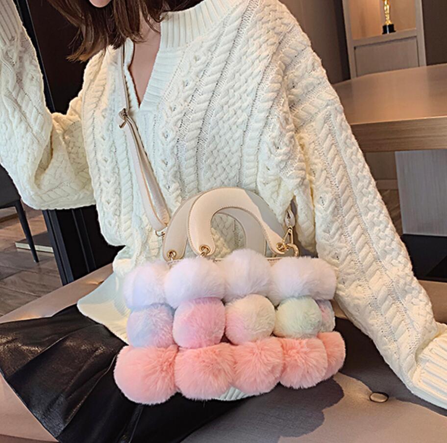 Women's Designer Soft Hair Ball Shoulder Bag